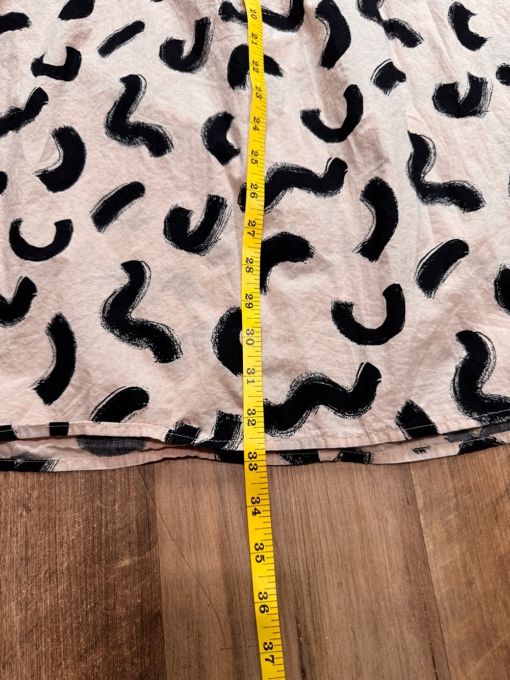 a new day Women’s 100% Cotton Midi Dress Tan with Black Brushstroke Design, M - Picture 8 of 10